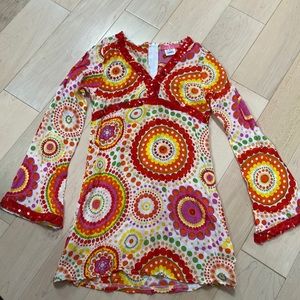 CHACH girls beads embellished soft cotton flare sleeve cover up dress